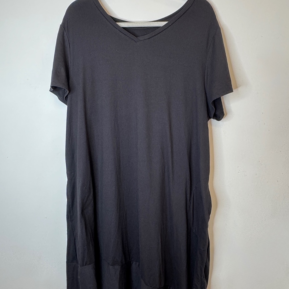 Cuddl Duds Black V-Neck Lounge Dress (P3X)